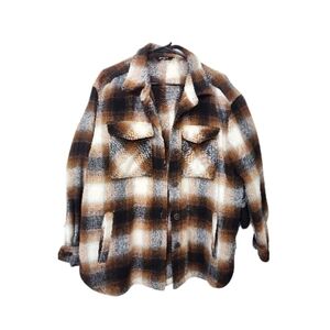 NWOT Shacket Plaid Brown and Black Women's Jacket, L